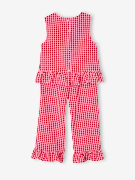 Ensemble fille blouse pantalon 7/8ème rose bonbon+vert sauge 4 - vertbaudet enfant 