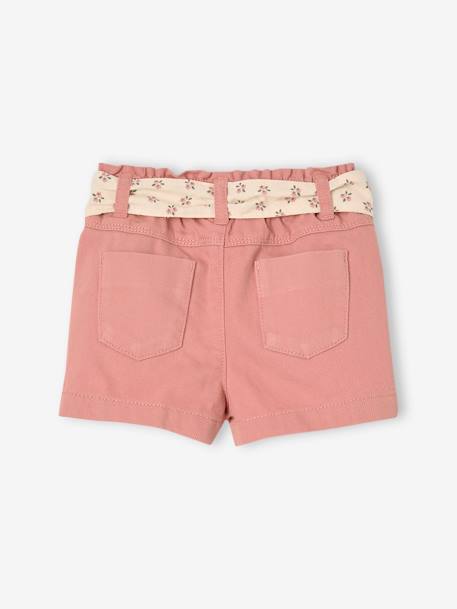 Short bébé fille paperbag avec ceinture imprimée rose+vert de gris 2 - vertbaudet enfant 