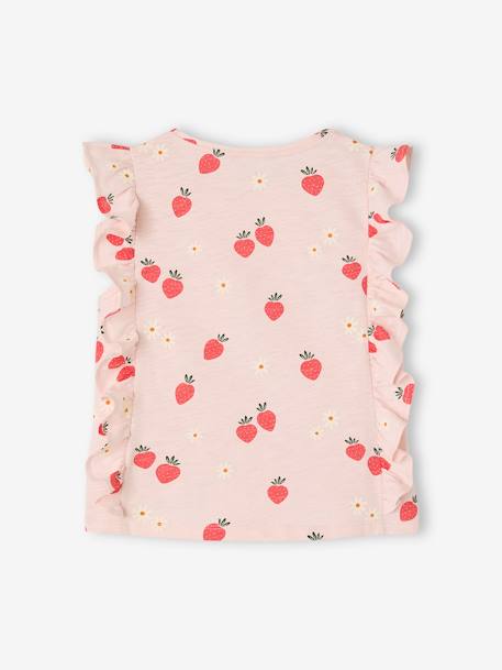 T-shirt à volants motifs fraises fille rose pâle 3 - vertbaudet enfant 