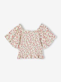 Tee-shirt à smocks motifs fleurs fille  - vertbaudet enfant