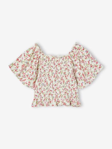 Tee-shirt à smocks motifs fleurs fille multicolore 1 - vertbaudet enfant 