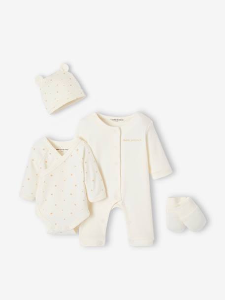 Ensemble naissance 4 pièces bébé spécial prématuré coffret cadeau écru 1 - vertbaudet enfant 