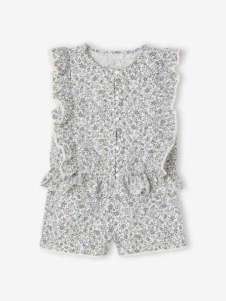Ensemble blouse + short cérémonie fille bleu imprimé 2 - vertbaudet enfant 