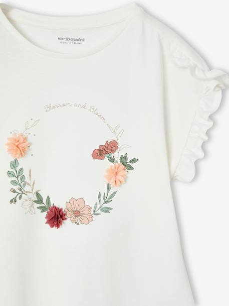 T-shirt cérémonie motif couronne de fleurs fille blanc 3 - vertbaudet enfant 