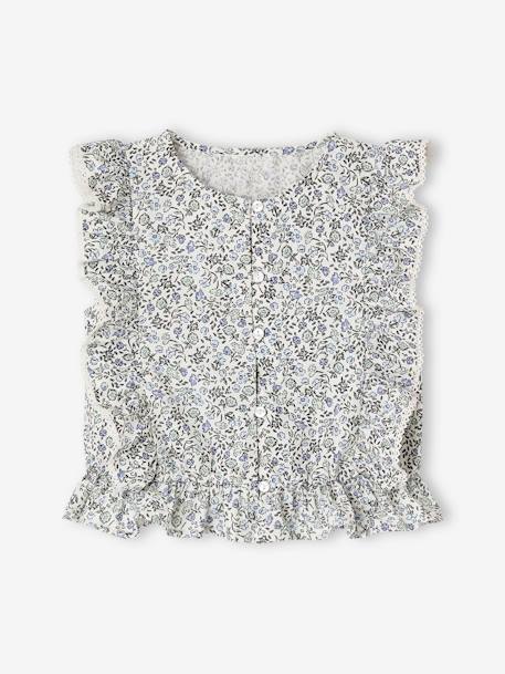 Ensemble blouse + short cérémonie fille bleu imprimé 3 - vertbaudet enfant 