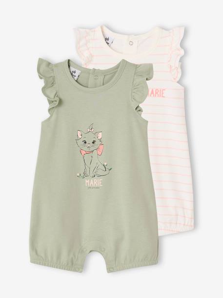 Lot de 2 Bodies Combinaisons bébé Disney Marie Les Aristochats vert d'eau 1 - vertbaudet enfant 