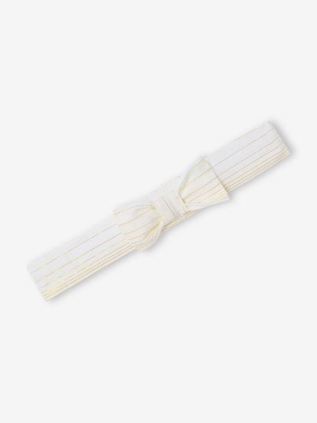 Ensemble cérémonie robe rayée fil brillant + bandeau assorti bébé rayé blanc 2 - vertbaudet enfant 