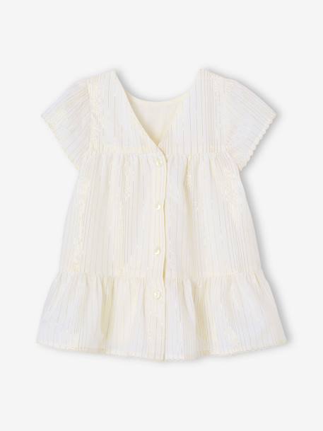 Ensemble cérémonie robe rayée fil brillant + bandeau assorti bébé rayé blanc 3 - vertbaudet enfant 