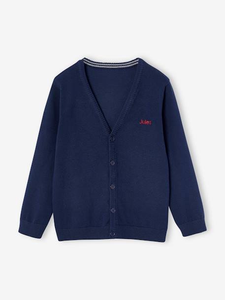 Gilet en maille col V BASICS blanc chiné+gris chiné+marine 10 - vertbaudet enfant 