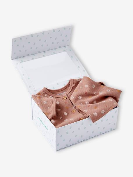 Combinaison bébé et bavoir nid d'abeille coffret cadeau noisette 4 - vertbaudet enfant 