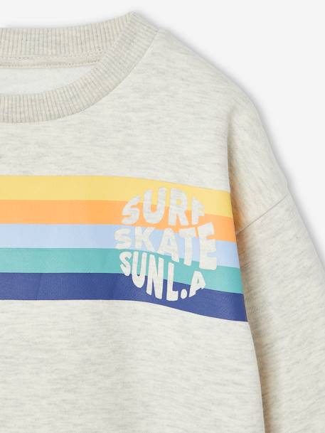 Sweat garçon col rond rayures graphiques blanc chiné+bleu grisé 5 - vertbaudet enfant 
