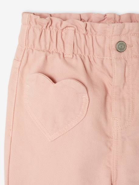 Pantalon paperbag fille poches coeur rose poudré+vert sauge 6 - vertbaudet enfant 