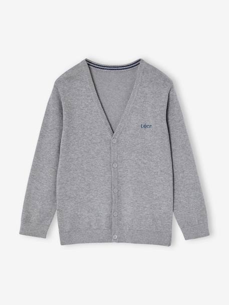 Gilet en maille col V BASICS blanc chiné+gris chiné+marine 6 - vertbaudet enfant 