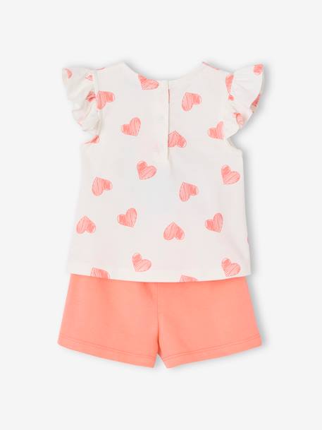 Ensemble Disney bébé t-shirt et short Minnie Coeurs corail 4 - vertbaudet enfant 