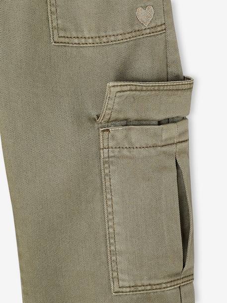 Pantalon fille cargo facile à enfiler kaki+mauve 4 - vertbaudet enfant 