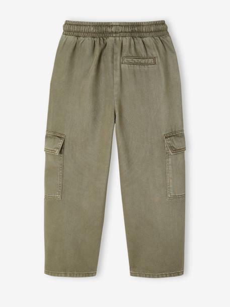 Pantalon fille cargo facile à enfiler kaki+mauve 2 - vertbaudet enfant 