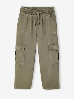 -Pantalon fille cargo facile à enfiler