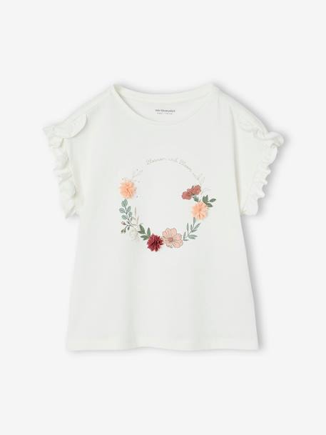 T-shirt cérémonie motif couronne de fleurs fille blanc 1 - vertbaudet enfant 