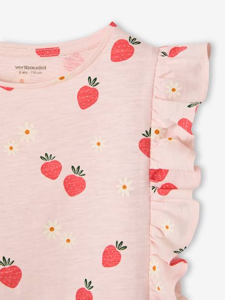 T-shirt à volants motifs fraises fille rose pâle 4 - vertbaudet enfant 