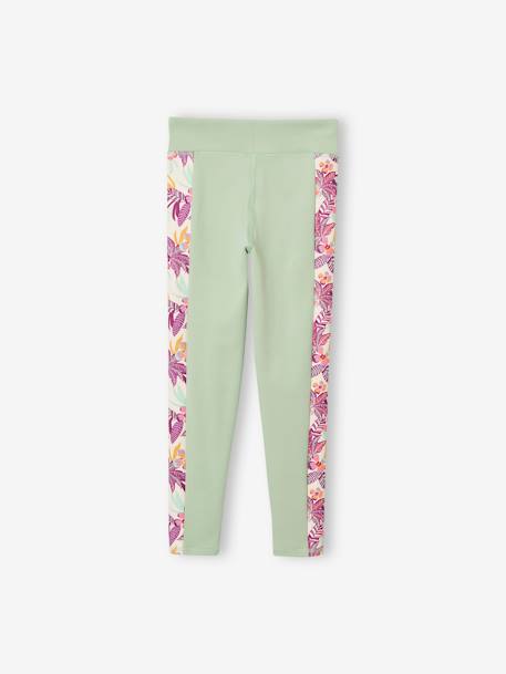 Legging technique sport fille bandes côtés imprimées vert sauge 4 - vertbaudet enfant 