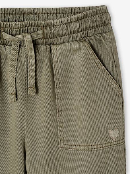 Pantalon fille cargo facile à enfiler kaki+mauve 3 - vertbaudet enfant 