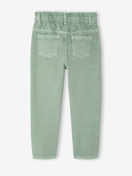 Pantalon paperbag fille poches coeur rose poudré+vert sauge 9 - vertbaudet enfant 