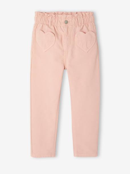 Pantalon paperbag fille poches coeur rose poudré+vert sauge 3 - vertbaudet enfant 