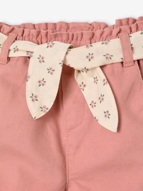 Short bébé fille paperbag avec ceinture imprimée rose+vert de gris 3 - vertbaudet enfant 