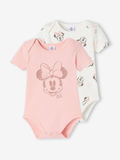 Lot de 2 bodies bébé Disney Minnie manches courtes rose 1 - vertbaudet enfant 