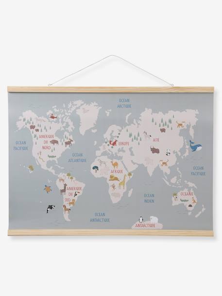 Carte mappemonde animaux murale bois 3 - vertbaudet enfant 