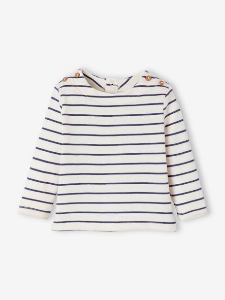 T-shirt rayé manches longues naissance écru 1 - vertbaudet enfant 