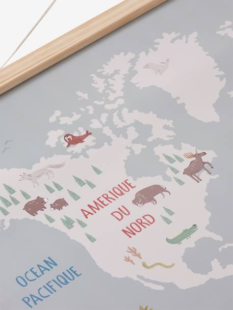 Carte mappemonde animaux murale bois 4 - vertbaudet enfant 