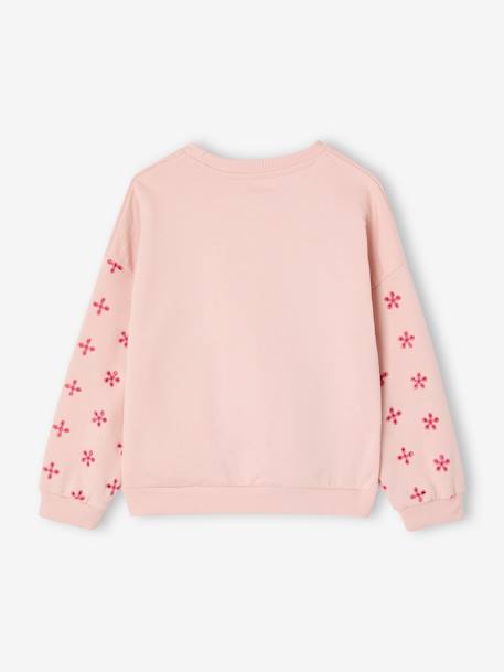 Sweat manches fleurs ajourées fille rose pâle 2 - vertbaudet enfant 