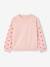 Sweat manches fleurs ajourées fille rose pâle 1 - vertbaudet enfant 
