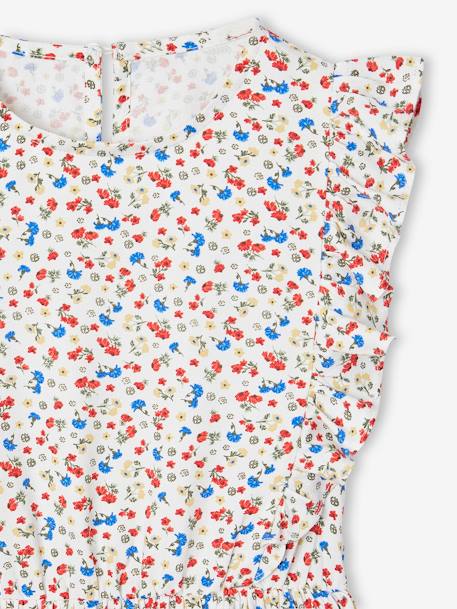 Robe fille en seersucker manches volantées blanc imprimé+carreaux rouge+vanille+vert sauge 13 - vertbaudet enfant 