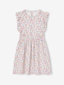 -Robe fille en seersucker manches volantées
