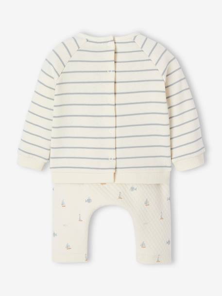 Ensemble bébé sweat et pantalon BEIGE CLAIR RAYE+rose pâle 5 - vertbaudet enfant 