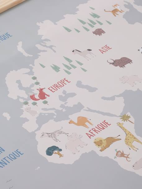Carte mappemonde animaux murale bois 5 - vertbaudet enfant 