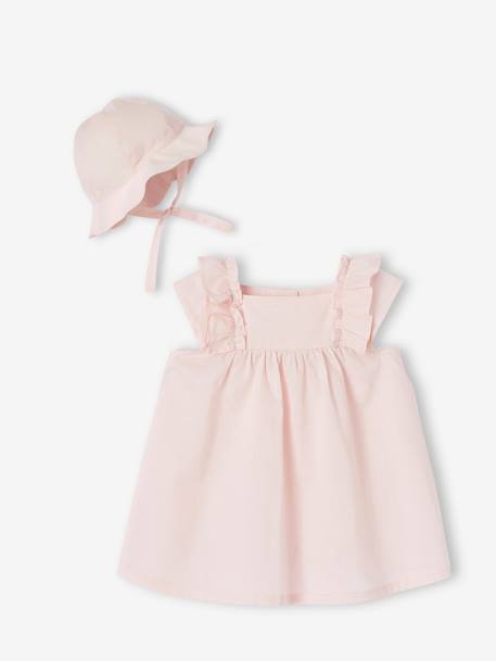 Ensemble robe et capeline bébé fille coffret cadeau rose pâle 2 - vertbaudet enfant 