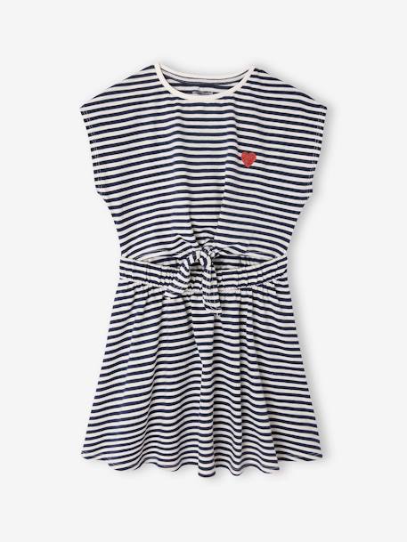 Robe fille effet 2 en 1 blanc imprimé+écru+marine+vanille 9 - vertbaudet enfant 
