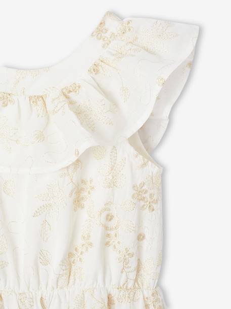 Combishort cérémonie brodé fleurs irisées fille blanc 3 - vertbaudet enfant 