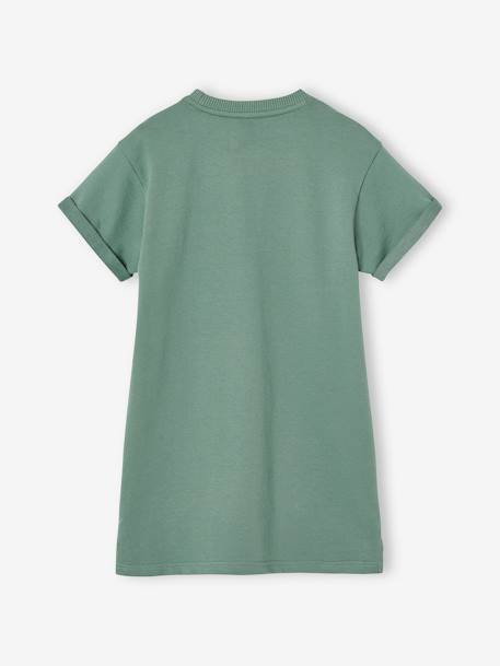 Robe fille en molleton léger motif gris chiné+rayé bleu+vert+vert sauge 16 - vertbaudet enfant 