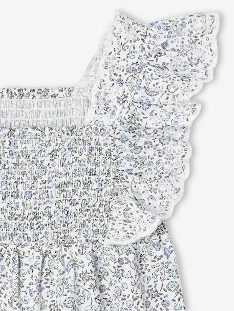 Combinaison cérémonie imprimée fleurs fille détails en broderie anglaise bleu imprimé 3 - vertbaudet enfant 