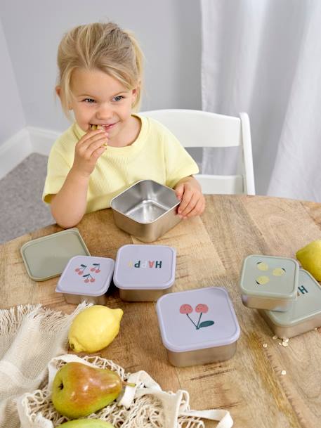 Lot de 3 boîtes à goûter en inox LÄSSIG lilas+vert d'eau 4 - vertbaudet enfant 