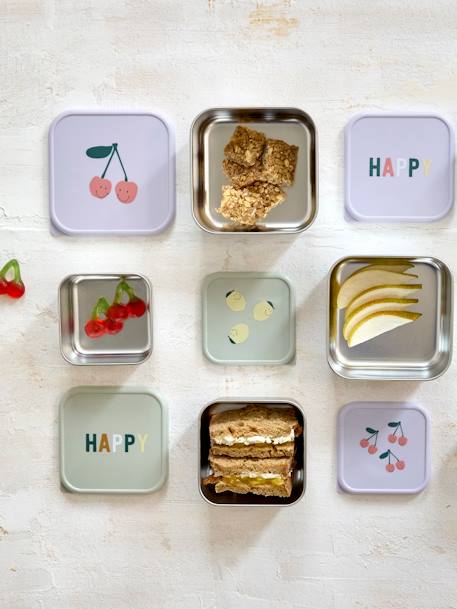 Lot de 3 boîtes à goûter en inox LÄSSIG lilas+vert d'eau 5 - vertbaudet enfant 