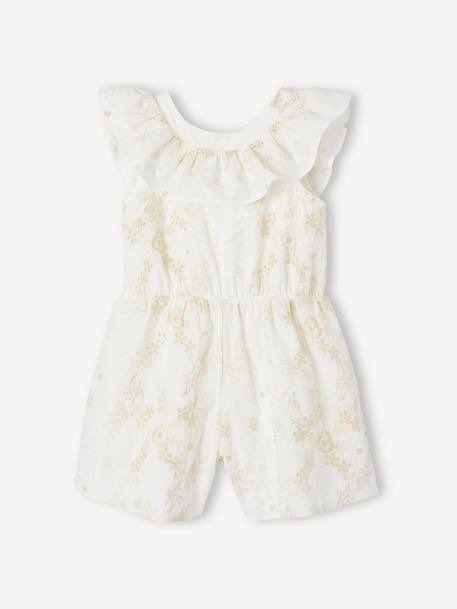 Combishort cérémonie brodé fleurs irisées fille blanc 1 - vertbaudet enfant 