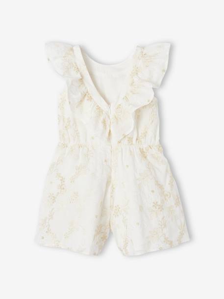 Combishort cérémonie brodé fleurs irisées fille blanc 2 - vertbaudet enfant 