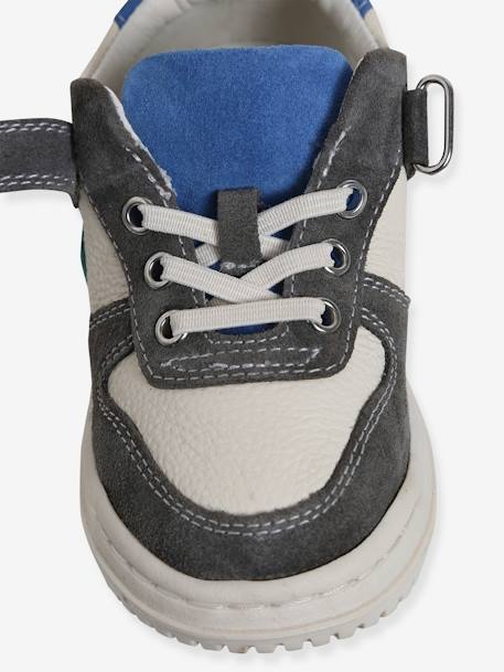 Basket enfant garçon cuir à scratchs et lacets élastiqués lot blanc+lot vert 6 - vertbaudet enfant 