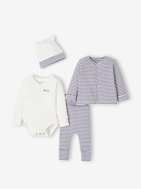 Ensemble bébé évolutif mixte body + legging + cardigan + bonnet bleu 12 - vertbaudet enfant 
