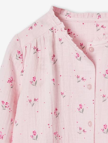 Chemise file gaze de coton imprimée personnalisable blanc imprimé+écru+rose pâle 16 - vertbaudet enfant 